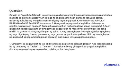 ginagamit sa pagsukat ng mahabang linya kapag gumuguhit|SOLVED: Gawain sa Pagkatuto Bilang 2: Naranasan mo na bang .
